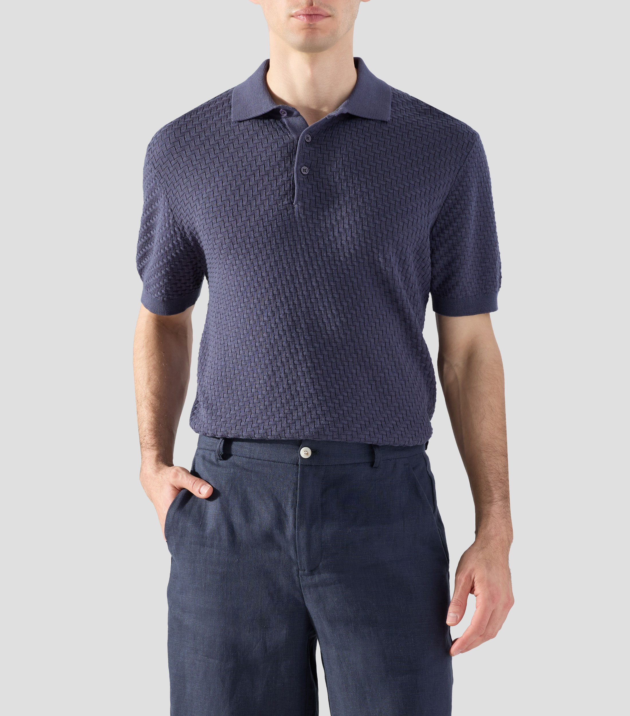 Playera tipo polo con manga corta lisa Hombre